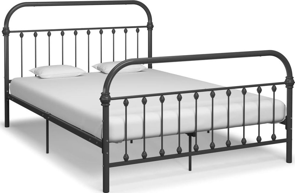 vidaXL Rama łóżka, szara, metalowa, 120 x 200 cm 1