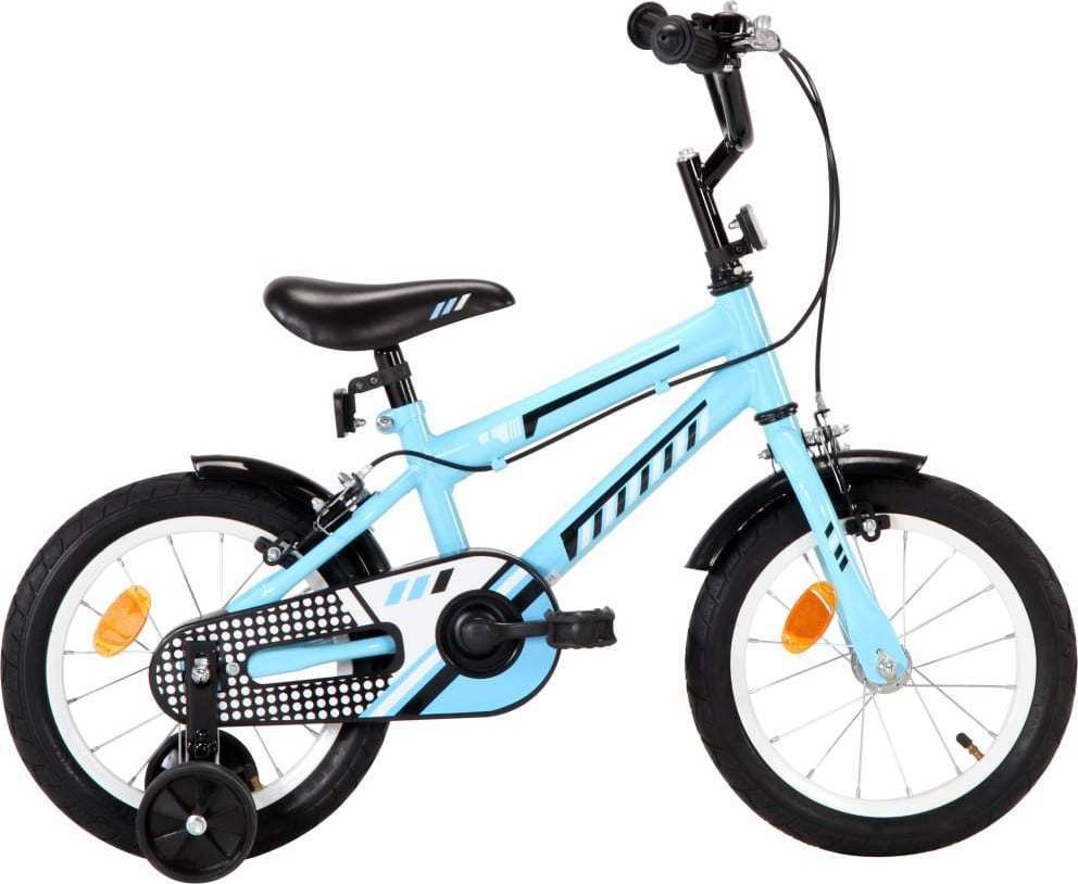 vidaXL Rower dla dzieci czarno-niebieski 14 cali 1