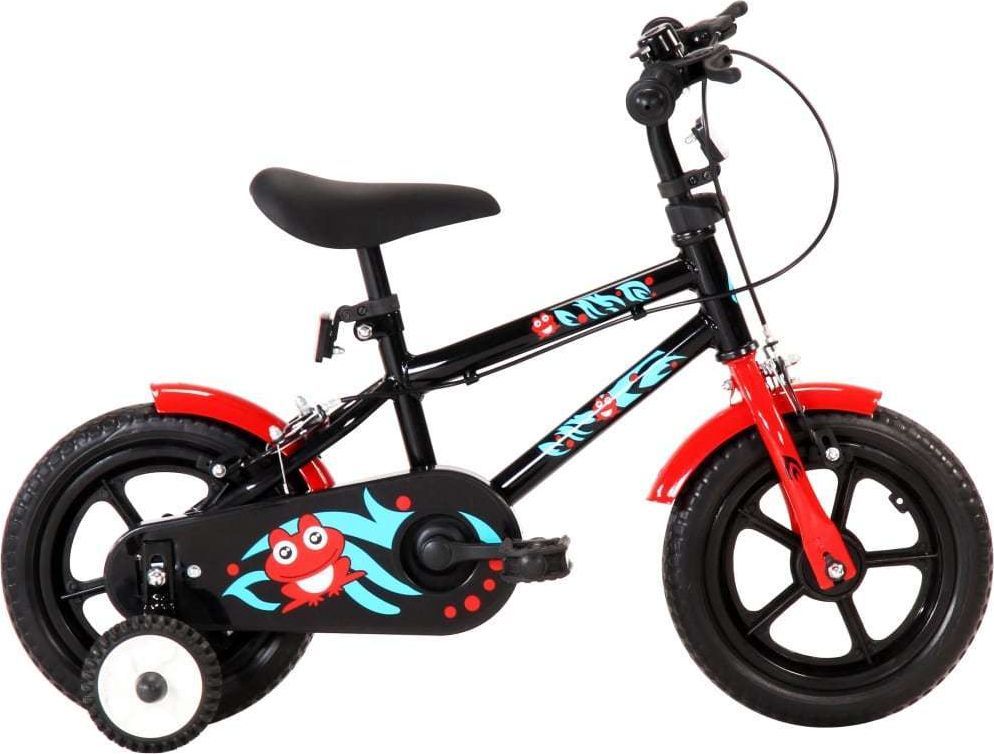 vidaXL Rower dla dzieci 12 cali czarno-czerwony 1