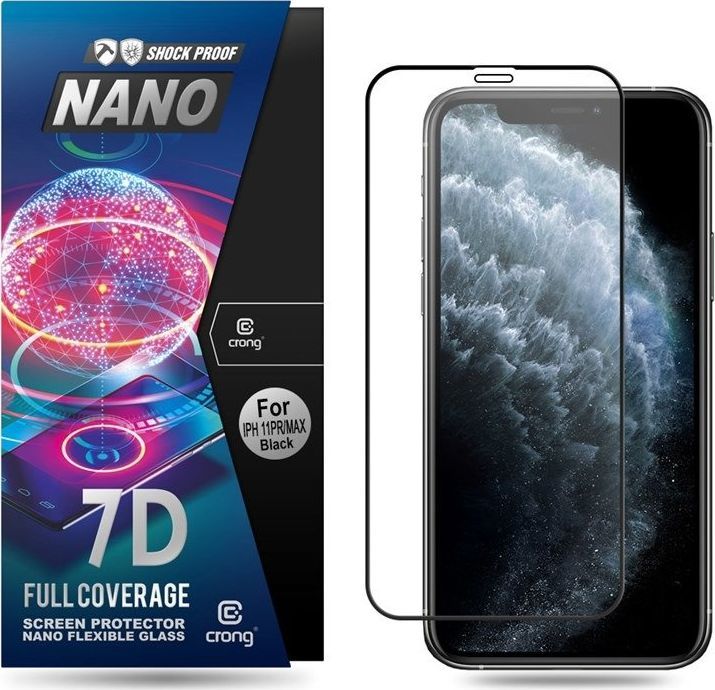 Crong Crong 7D Nano Flexible Glass Szkło hybrydowe 9H na cały ekran iPhone 11 Pro Max / Xs Max uniwersalny 1