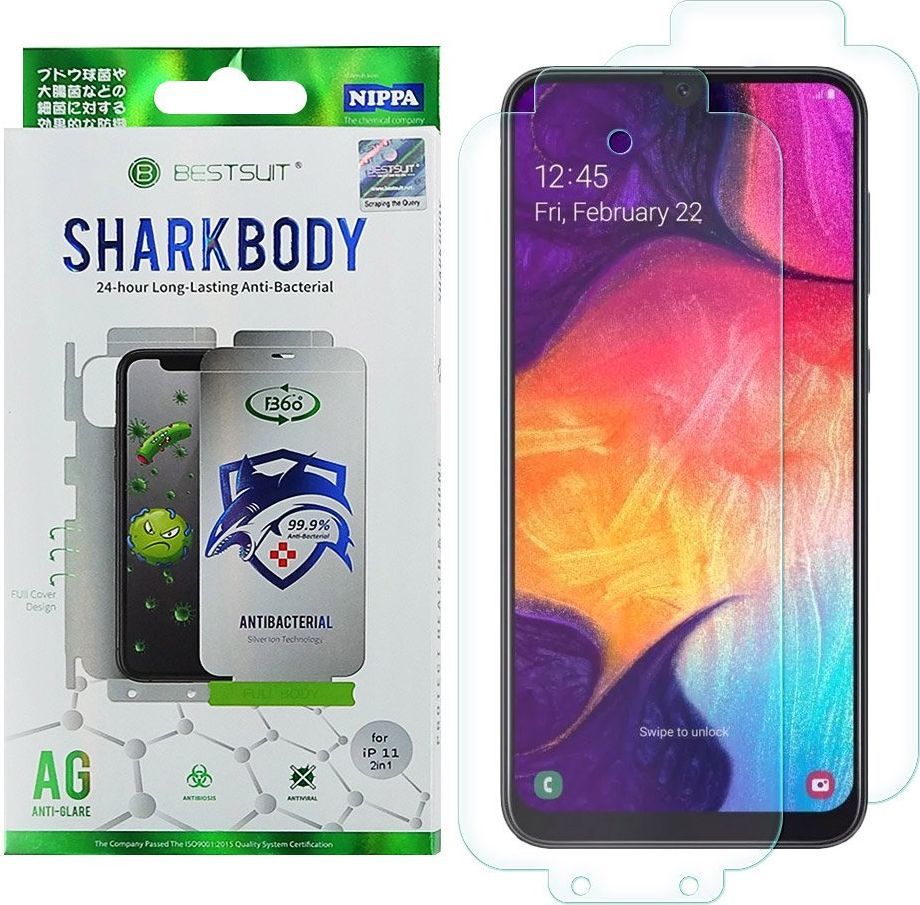 Hurtel Shark Full Body Film antybakteryjna samoregenerująca się folia ochronna na cały telefon (przód + tył) Samsung Galaxy A50 1