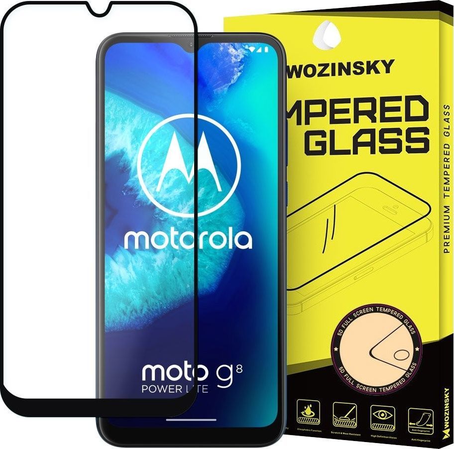 Wozinsky Wozinsky super wytrzymałe szkło hartowane Full Glue na cały ekran z ramką Case Friendly Motorola Moto G8 Power Lite czarny 1