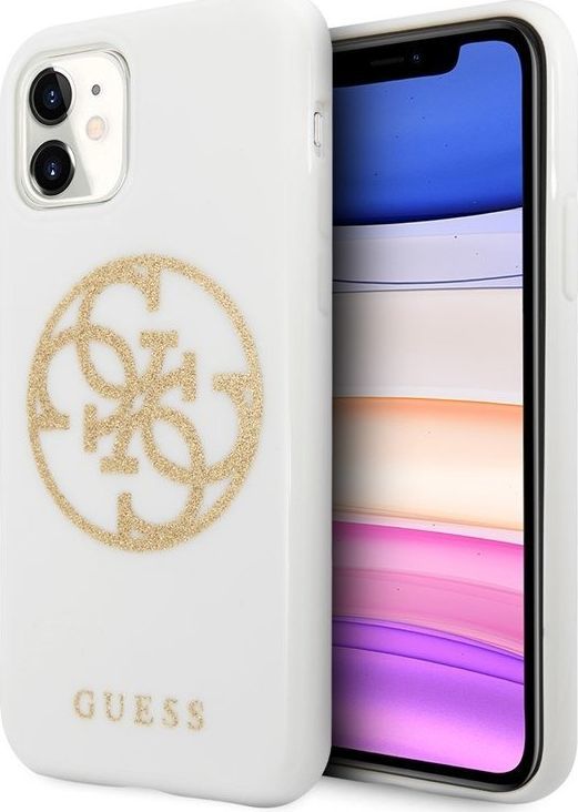 Guess Guess Circle Glitter 4G - Etui iPhone 11 (biały) uniwersalny 1