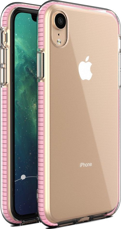 Hurtel Spring Case pokrowiec żelowe etui z kolorową ramką do iPhone XR jasnoróżowy 1