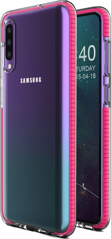 Hurtel Spring Case pokrowiec żelowe etui z kolorową ramką do Samsung Galaxy A40 ciemnoróżowy 1