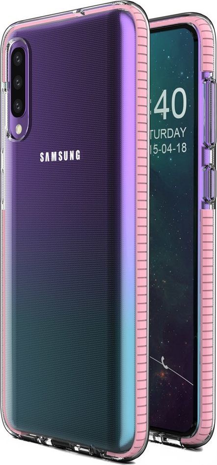 Hurtel Spring Case pokrowiec żelowe etui z kolorową ramką do Samsung Galaxy A40 jasnoróżowy 1