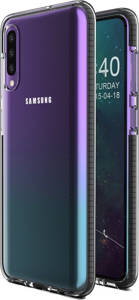 Hurtel Spring Case pokrowiec żelowe etui z kolorową ramką do Samsung Galaxy A50 czarny 1