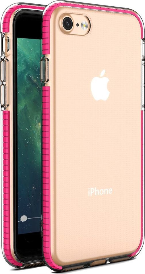 Hurtel Spring Case pokrowiec żelowe etui z kolorową ramką do iPhone SE 2020 / iPhone 8 / iPhone 7 ciemnoróżowy 1