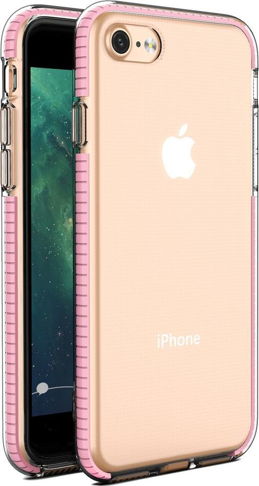 Hurtel Spring Case pokrowiec żelowe etui z kolorową ramką do iPhone SE 2020 / iPhone 8 / iPhone 7 jasnoróżowy 1