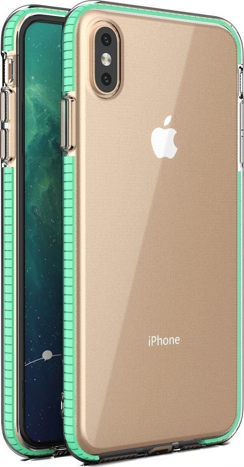 Hurtel Spring Case pokrowiec żelowe etui z kolorową ramką do iPhone XS Max miętowy 1