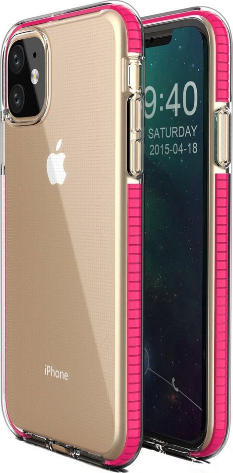 Hurtel Spring Case pokrowiec żelowe etui z kolorową ramką do iPhone 11 ciemnoróżowy 1