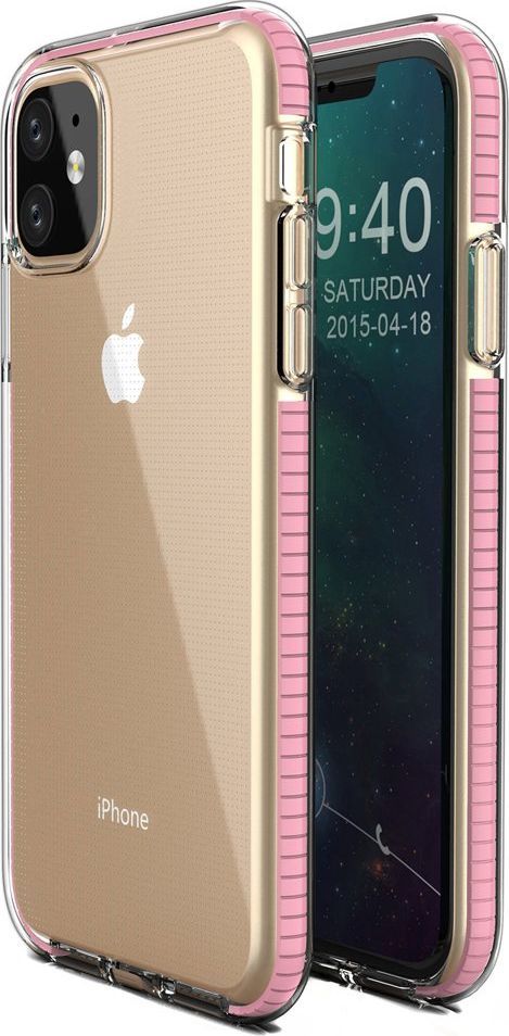 Hurtel Spring Case pokrowiec żelowe etui z kolorową ramką do iPhone 11 jasnoróżowy 1
