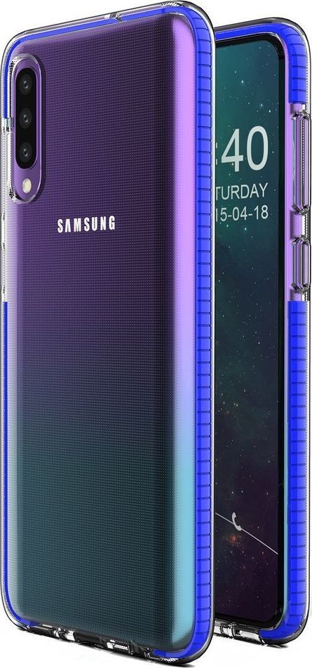 Hurtel Spring Case pokrowiec żelowe etui z kolorową ramką do Samsung Galaxy A50 ciemnoniebieski 1