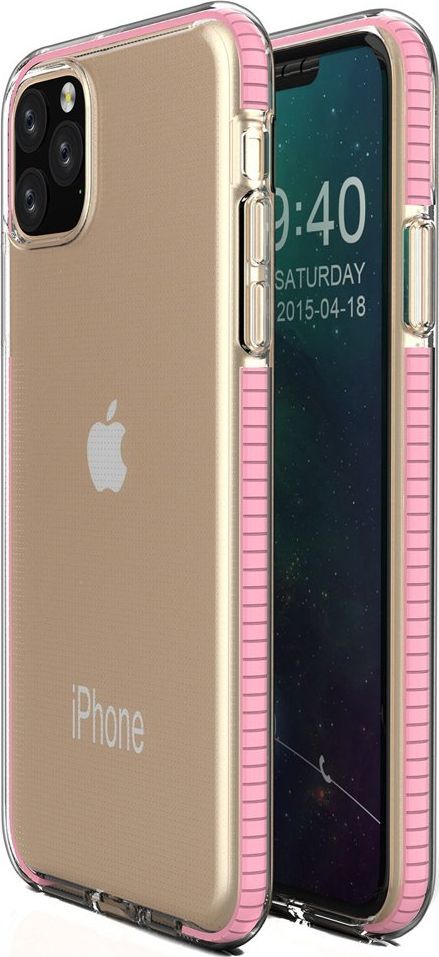 Hurtel Spring Case pokrowiec żelowe etui z kolorową ramką do iPhone 11 Pro Max jasnoróżowy 1