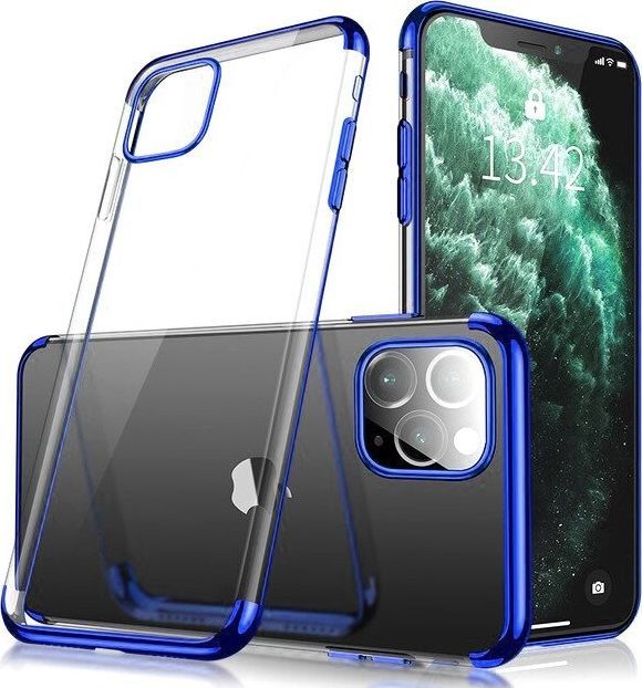 Hurtel Clear Color case żelowy pokrowiec etui z metaliczną ramką iPhone 11 niebieski 1