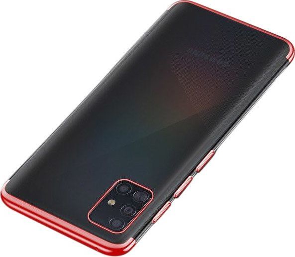 Hurtel Clear Color case żelowy pokrowiec etui z metaliczną ramką Samsung Galaxy A51 czerwony 1