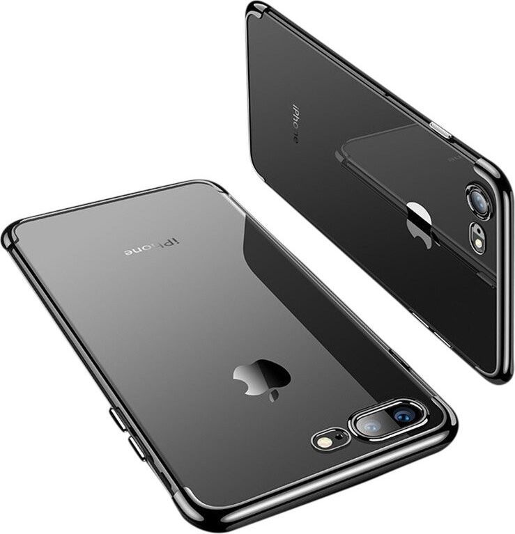 Hurtel Clear Color case żelowy pokrowiec etui z metaliczną ramką iPhone 8 Plus / iPhone 7 Plus czarny 1