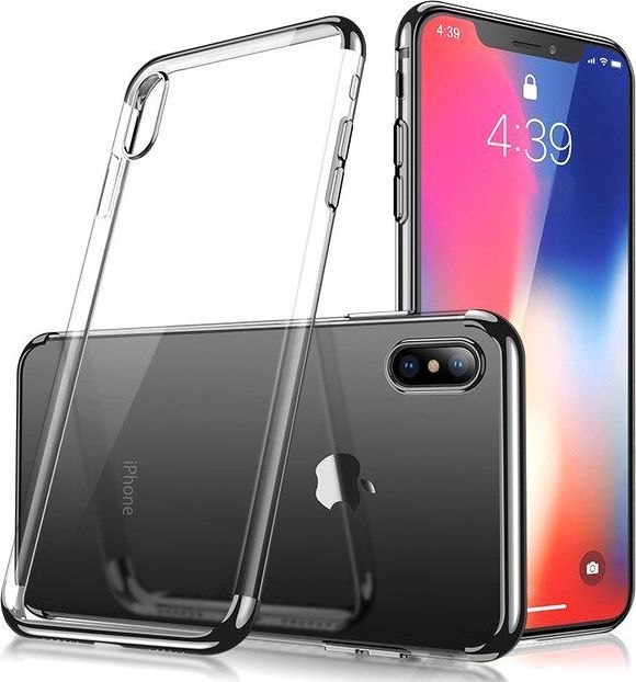 Hurtel Clear Color case żelowy pokrowiec etui z metaliczną ramką iPhone XS / iPhone X czarny 1