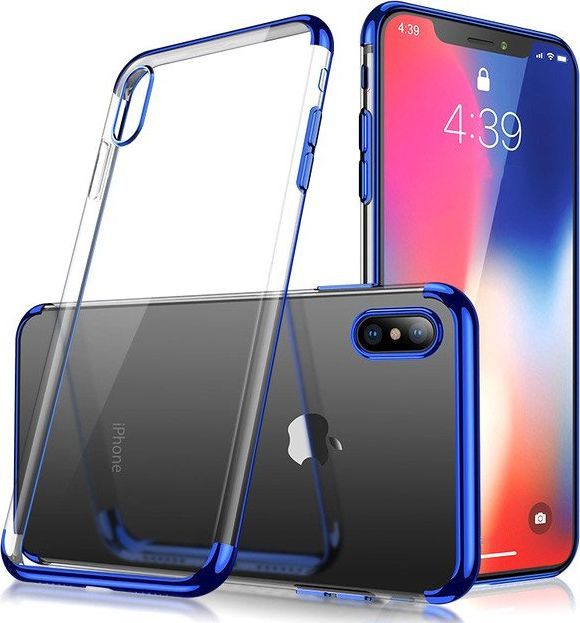 Hurtel Clear Color case żelowy pokrowiec etui z metaliczną ramką iPhone XS / iPhone X niebieski 1
