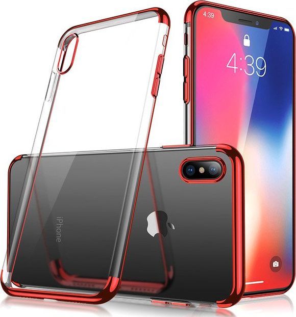 Hurtel Clear Color case żelowy pokrowiec etui z metaliczną ramką iPhone XS / iPhone X czerwony 1