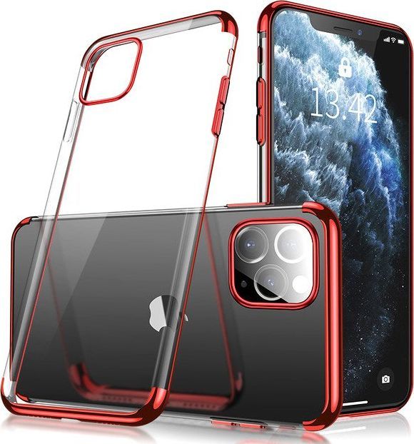 Hurtel Clear Color case żelowy pokrowiec etui z metaliczną ramką iPhone 11 czerwony 1
