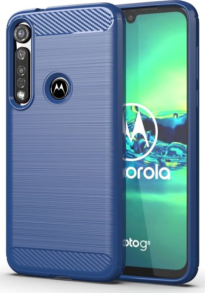 Hurtel Carbon Case elastyczne etui pokrowiec Motorola G8 Plus niebieski 1