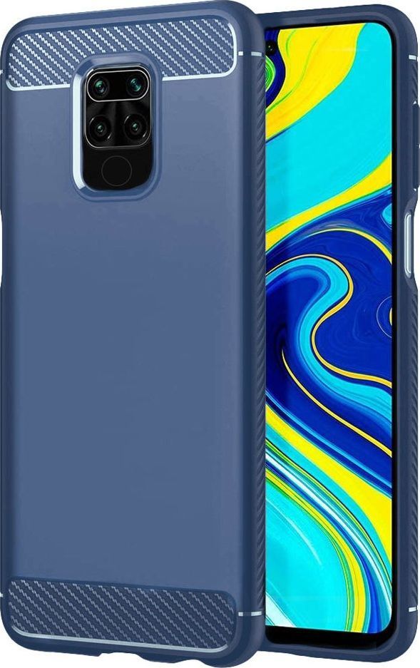 Hurtel Carbon Case elastyczne etui pokrowiec Xiaomi Redmi 10X 4G / Xiaomi Redmi Note 9 niebieski 1
