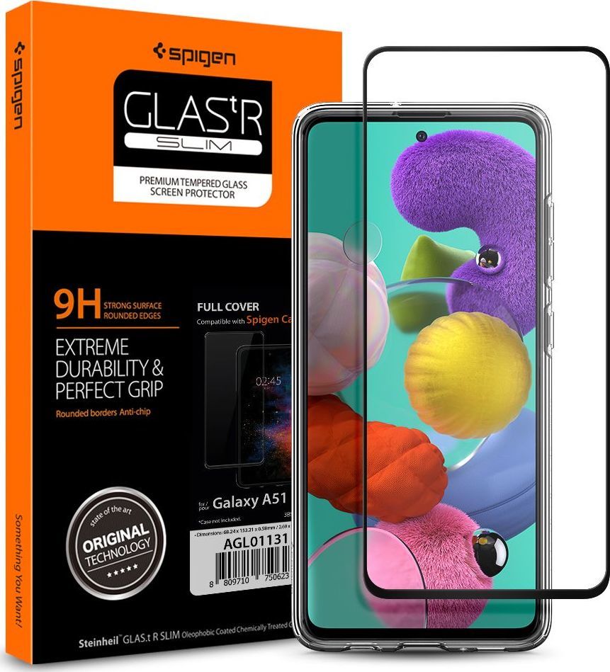 Spigen Szkło na telefon Spigen Glas.tR Slim FC do etui do Galaxy A51 black uniwersalny 1