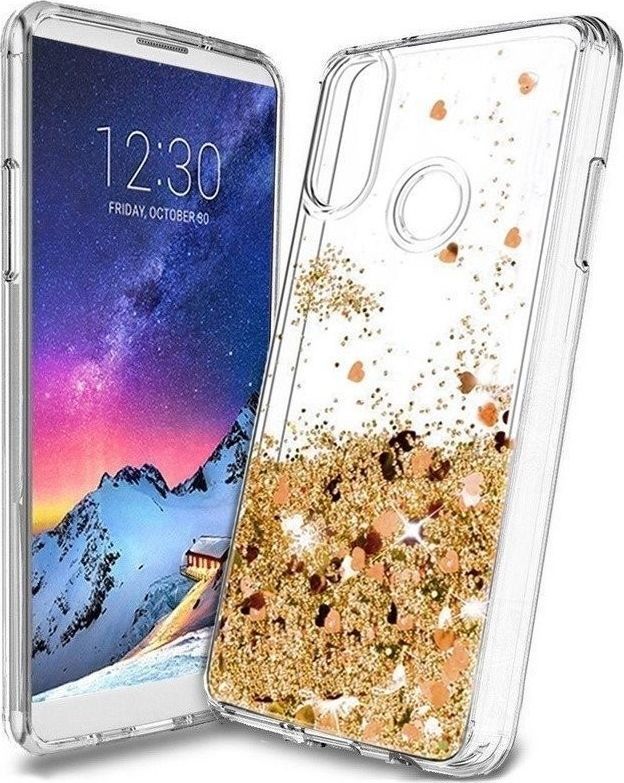 Etui XIAOMI MI NOTE 10 Liquid plecki brokatowe złote 1