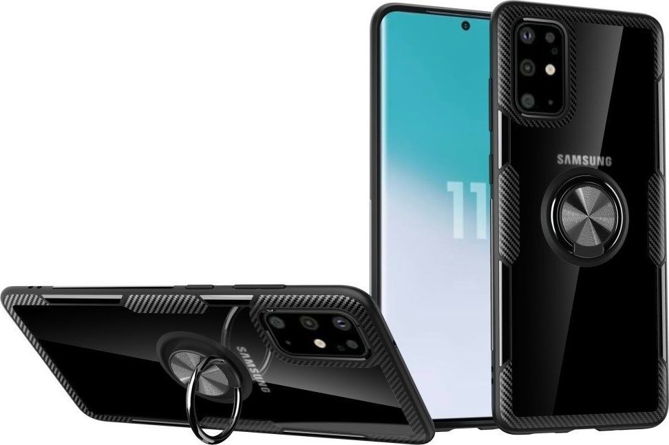 Etui SAMSUNG GALAXY S20 ULTRA Pancerne Clear Carbon Ring czarne 1