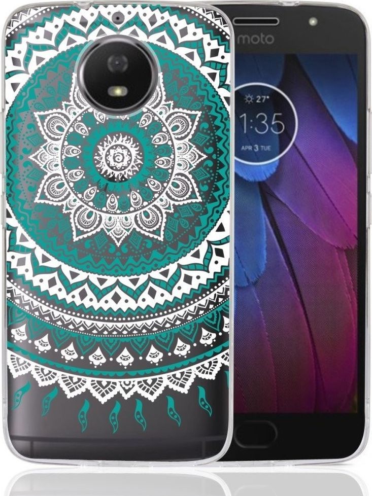 ETUI TPU EDGE HYBRID MOTO G5S CYAN MANDALA PATTERN 1