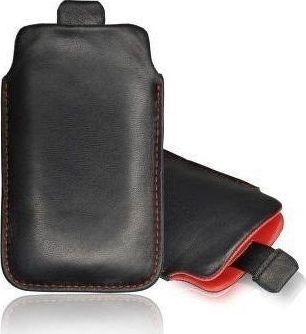 Etui wsuwka skórzana SAMSUNG I9600 S5 czarne (czerwony środek) 1