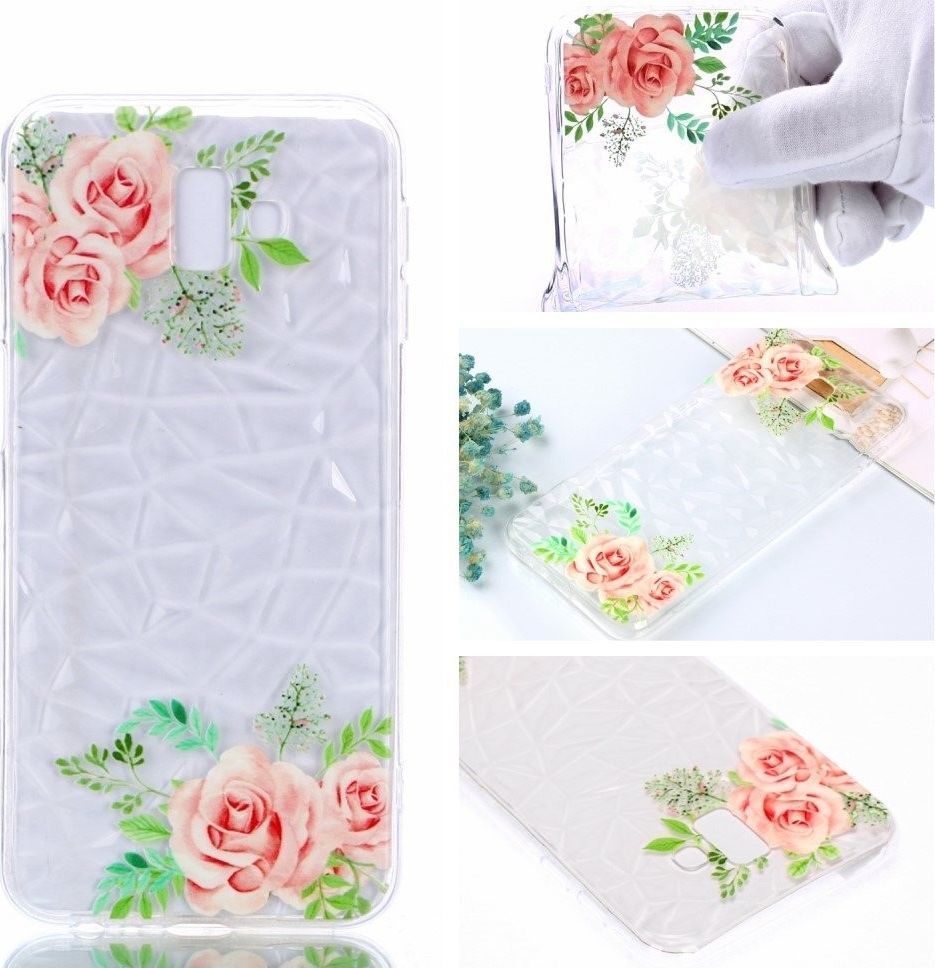 Etui 3D Diamond Surface SAMSUNG J6+ J6 PLUS różowy kwiat 1