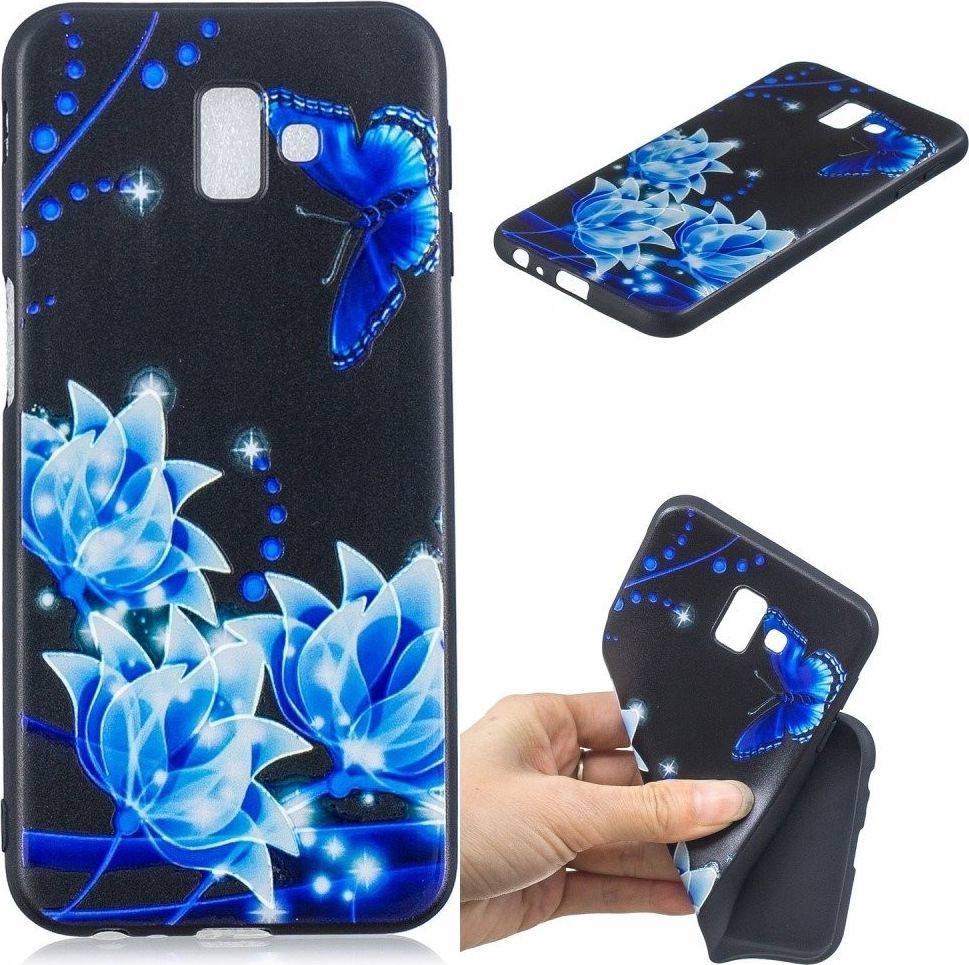 Etui Slim Art SAMSUNG J6+ J6 PLUS niebieski kwiat i motyl 1