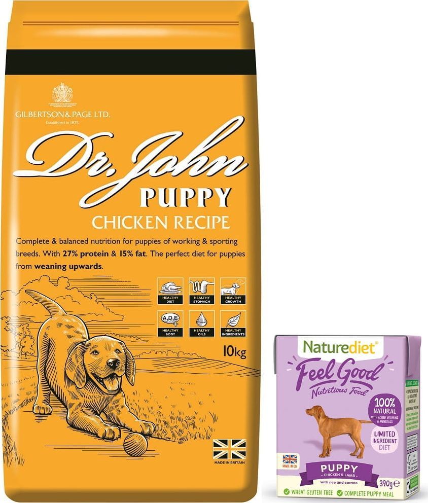 GILBERTSON&PAGE Dr John Puppy 2 kg + opakowanie Naturediet 390 g GRATIS 1