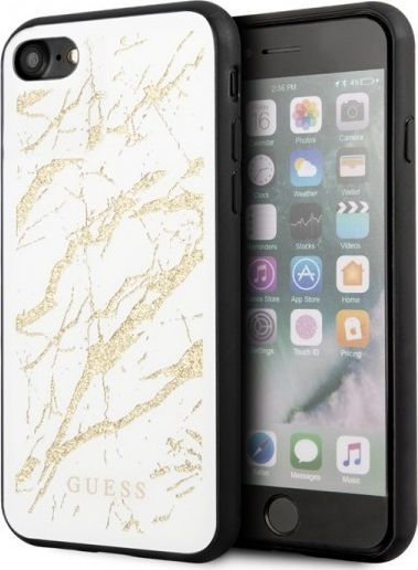 Guess Guess GUHCI8MGGWH iPhone 7/8/SE 2020 biały/white hard case Glitter Marble Glass 1