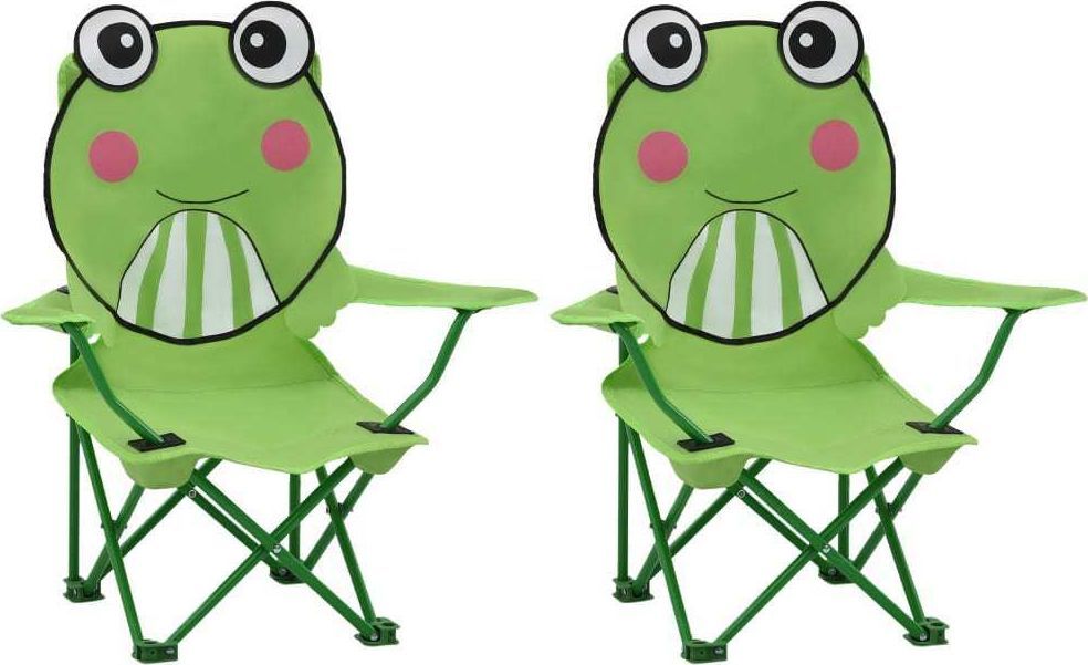  vidaXL krzesełka ogrodowe dla dzieci, 2 sztuki, zielone, tkanina (48106) 1