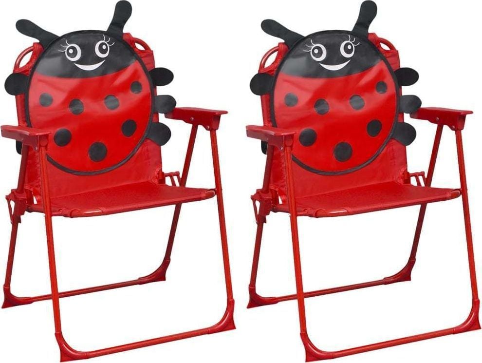  vidaXL krzesełka ogrodowe dla dzieci, 2 sztuki, czerwone, tkanina (48101) 1
