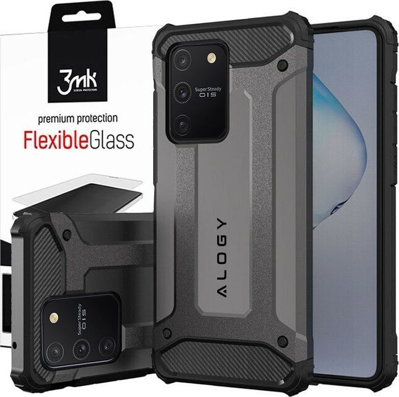 Alogy Etui Alogy Hard Armor do Samsung Galaxy S10 Lite szare + Szkło 3mk uniwersalny 1