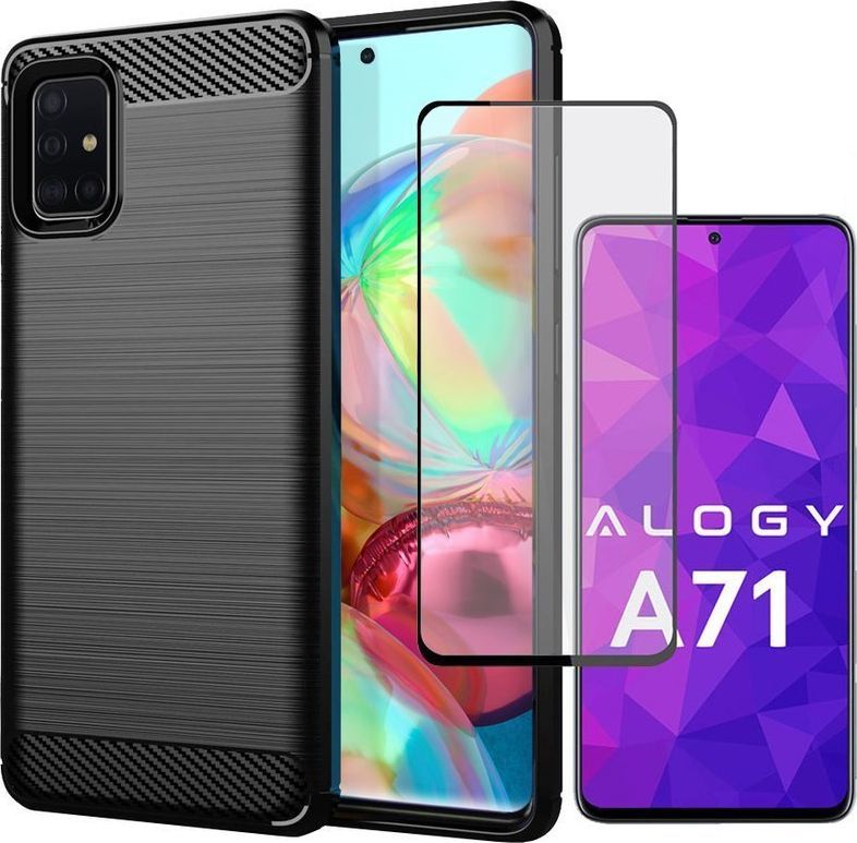 Alogy Etui Alogy Rugged Armor do Samsung Galaxy A71 czarne + Szkło Alogy Full uniwersalny 1