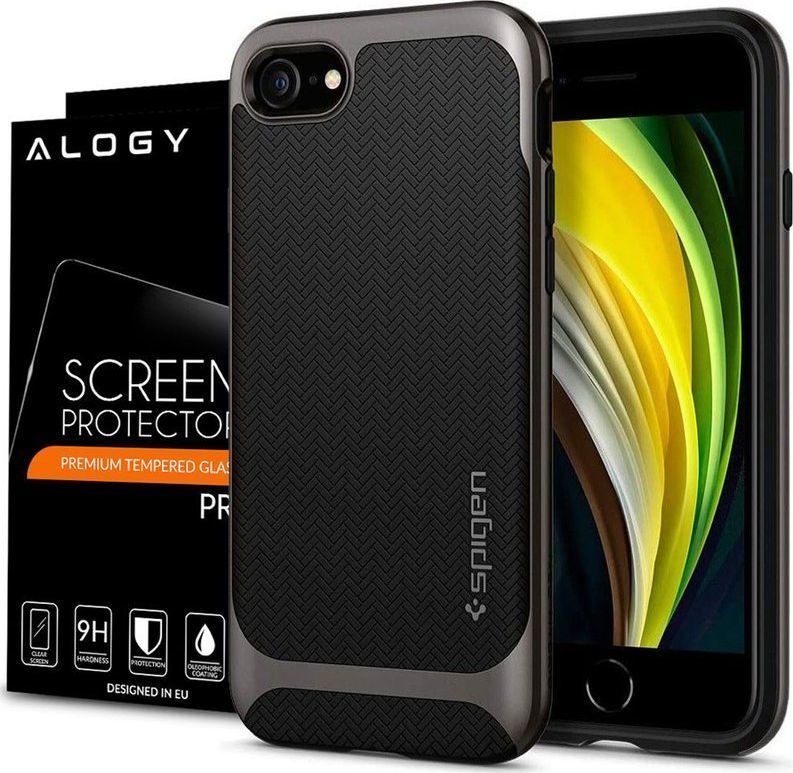 Spigen Etui Spigen Neo Hybrid Herringbone do Apple iPhone 7/8/SE 2020 Gunmetal + Szkło Alogy uniwersalny 1