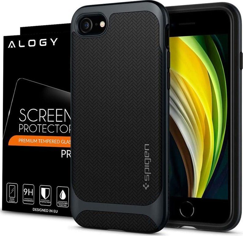 Spigen Etui Spigen Neo Hybrid Herringbone do Apple iPhone 7/8/SE 2020 Metal Slate + Szkło Alogy uniwersalny 1