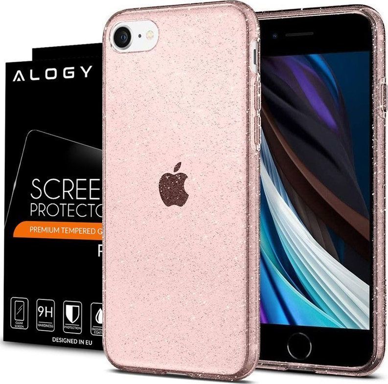 Spigen Etui Spigen Liquid Crystal Glitter do Apple iPhone 7/8/SE 2020 Rose Quartz + Szkło Alogy uniwersalny 1