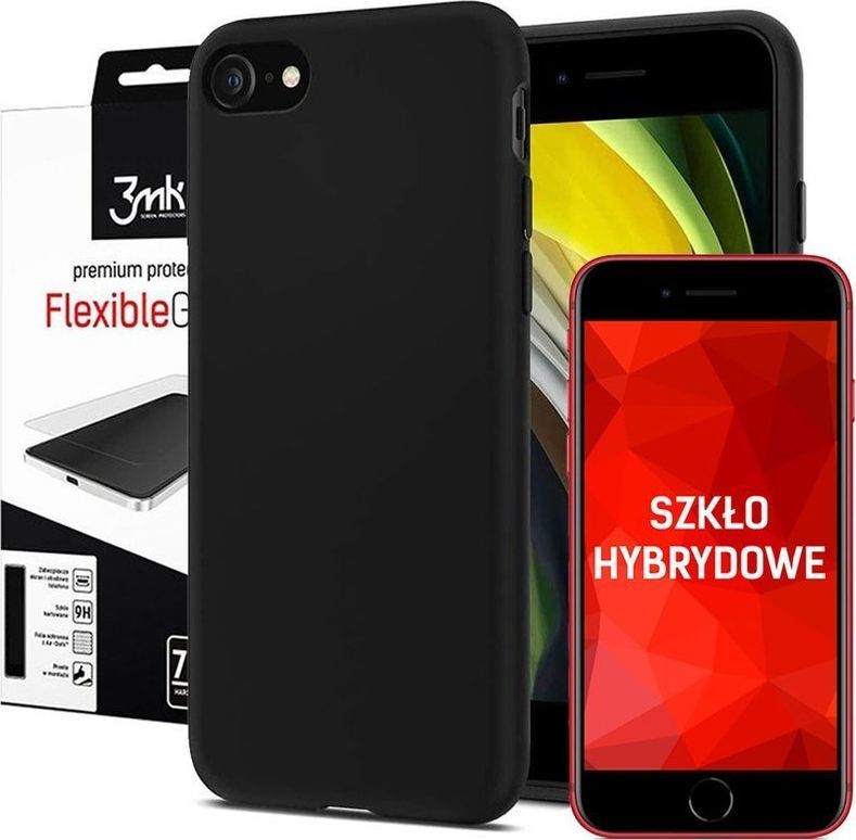 Spigen Etui Spigen Liquid Crystal do Apple iPhone 7/8/SE 2020 Matte Black + Szkło 3mk uniwersalny 1