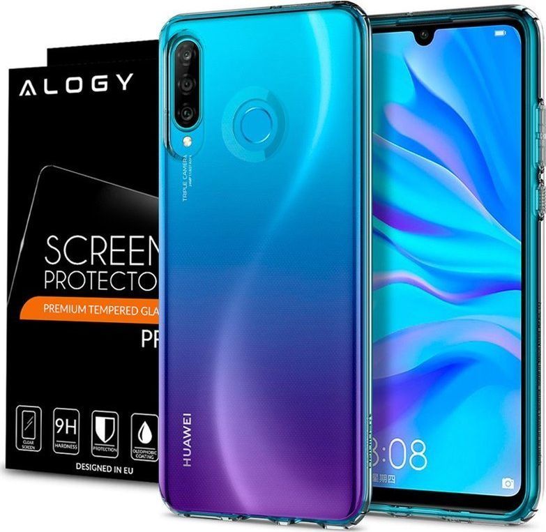 Spigen Etui Spigen Liquid Crystal do Huawei P30 Lite Crystal Clear + Szkło Alogy uniwersalny 1