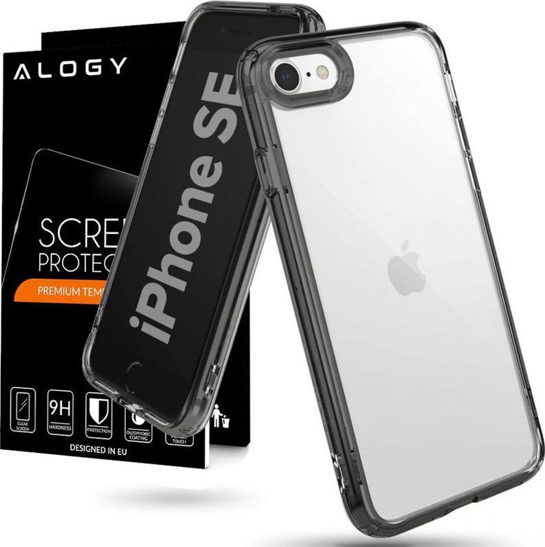 Ringke Etui Ringke Fusion do Apple iPhone 7/8/SE 2020 Smoke Black + Szkło Alogy uniwersalny 1