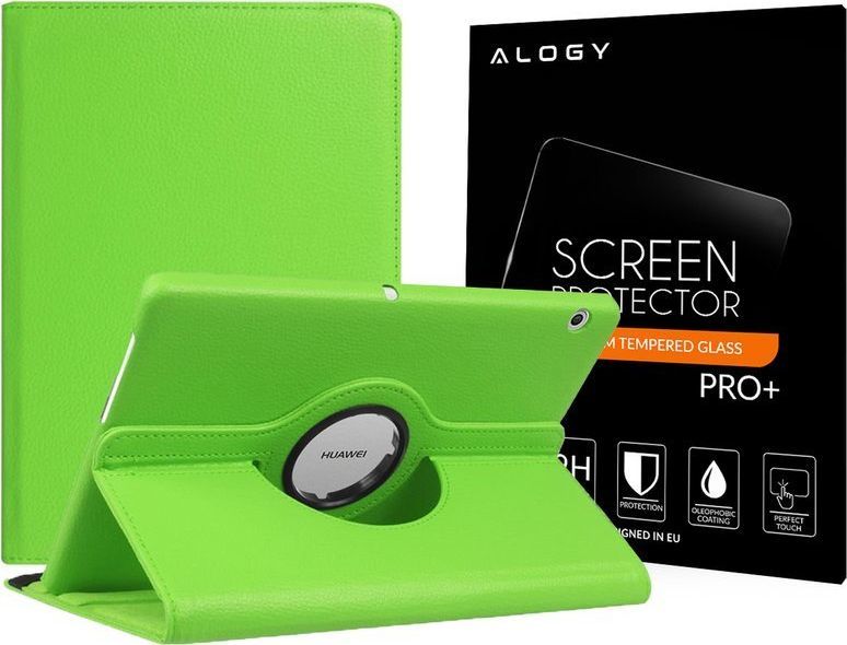 Etui na tablet 4kom.pl Etui Obrotowe 360 Huawei MediaPad T3 10 9.6'' Zielone + Szkło uniwersalny 1