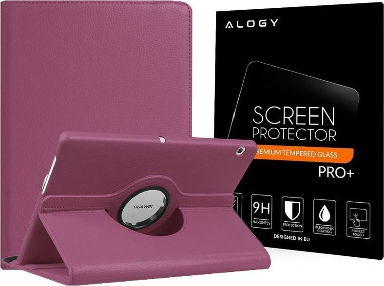 Etui na tablet 4kom.pl Etui Obrotowe 360 Huawei MediaPad T3 10 9.6'' Fioletowe + Szkło uniwersalny 1