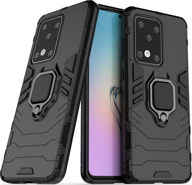 Hurtel Ring Armor pancerne hybrydowe etui pokrowiec + magnetyczny uchwyt Samsung Galaxy S20 Ultra czarny 1
