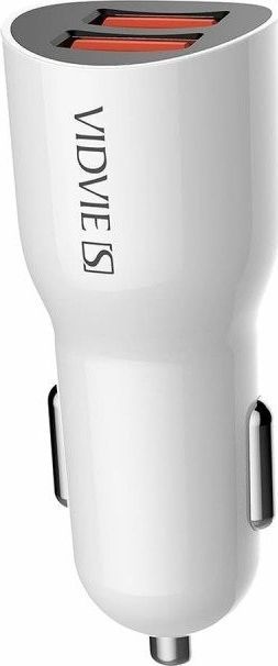 Ładowarka Vidvie Ładowarka samochodowa zasilacz 2xUSB VIDVIE 2.4A +kabel przewód MICRO USB 1m CC02 białe 1